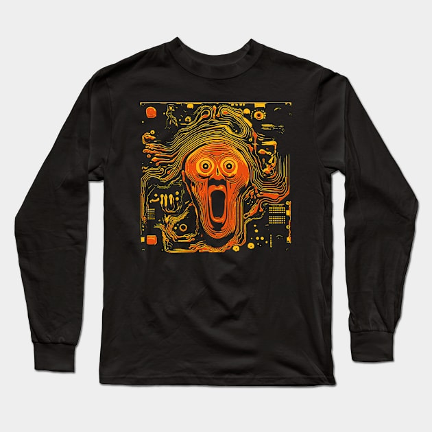 Artificial Munch's The Solid Scream Circuit Board Chip Diagram Long Sleeve T-Shirt by bulografik